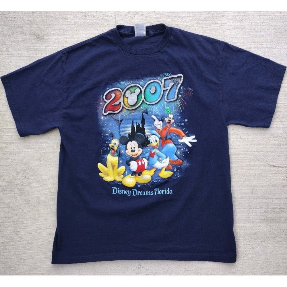 Disney 2007 Disney Dreams Florida Mickey Mouse & Friends Blue T-Shirt Adult L